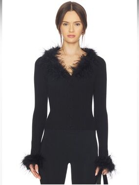 NWOT! MAJORELLE Lela Feather Cardigan in Black